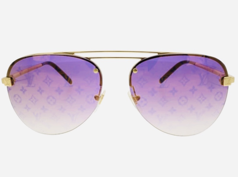 Clockwise Monogram Aviators Gold/Purple Chameleon Sunglasses