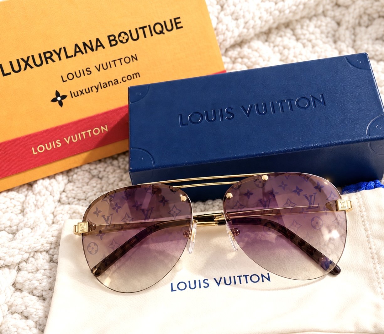 Clockwise Monogram Aviators Gold/Purple Chameleon Sunglasses — image 4