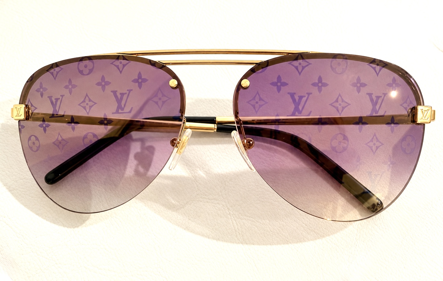 Clockwise Monogram Aviators Gold/Purple Chameleon Sunglasses — image 3