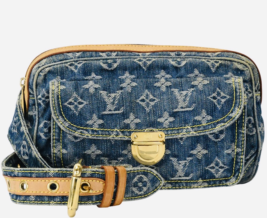 Monogram Blue Denim Waist Pouch Sling Bum Bag — image 2