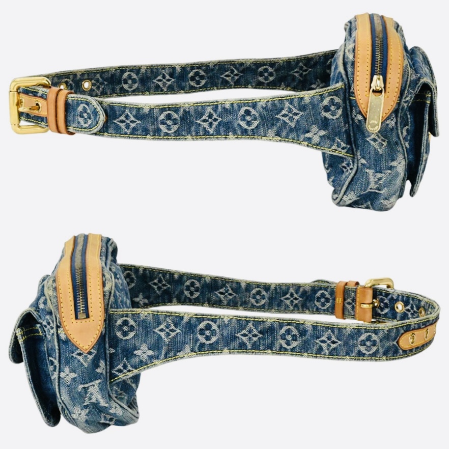 Monogram Blue Denim Waist Pouch Sling Bum Bag — image 9