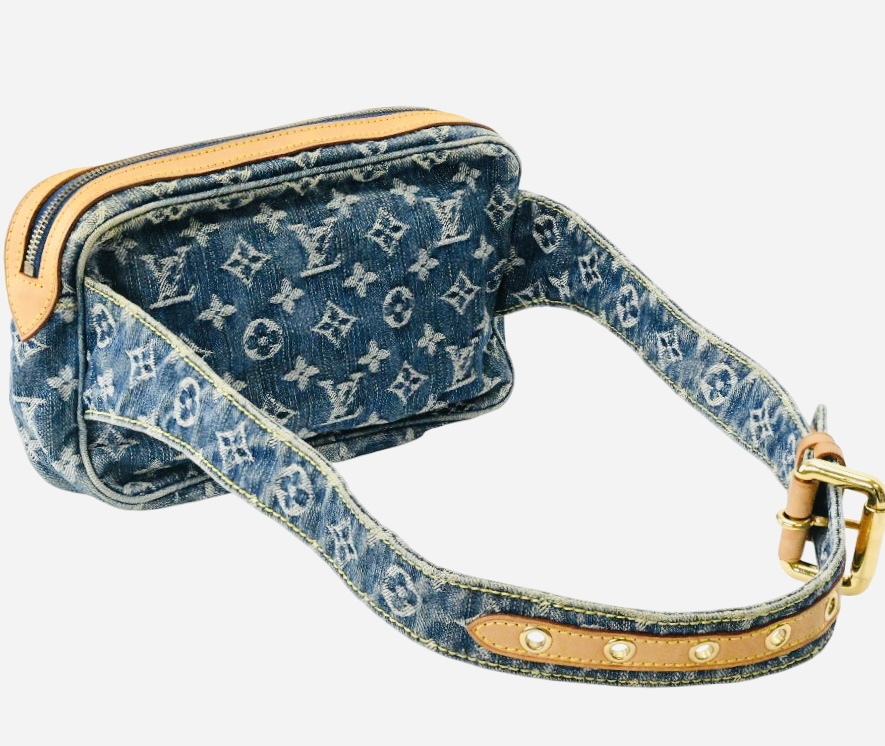 Monogram Blue Denim Waist Pouch Sling Bum Bag — image 10