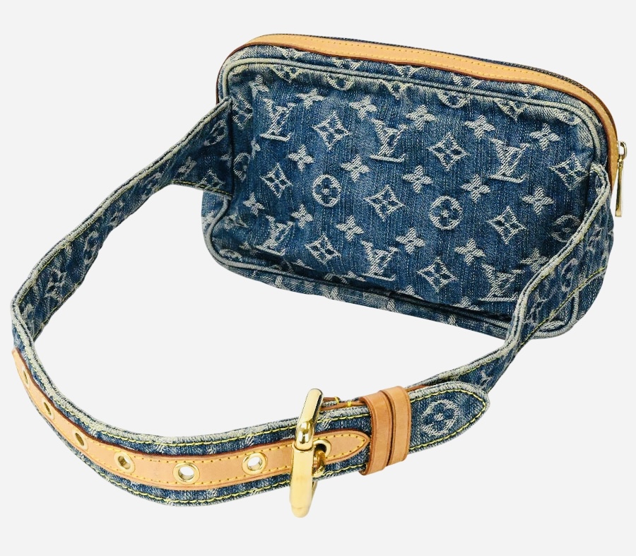 Monogram Blue Denim Waist Pouch Sling Bum Bag — image 11