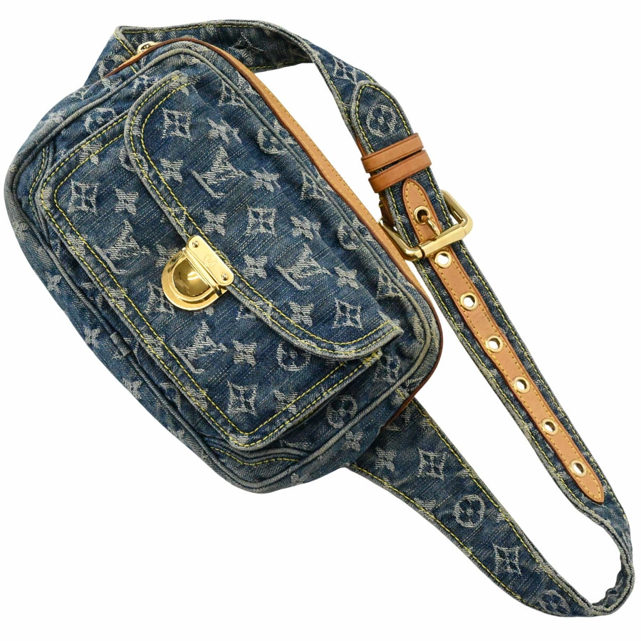 Monogram Blue Denim Waist Pouch Sling Bum Bag — image 13
