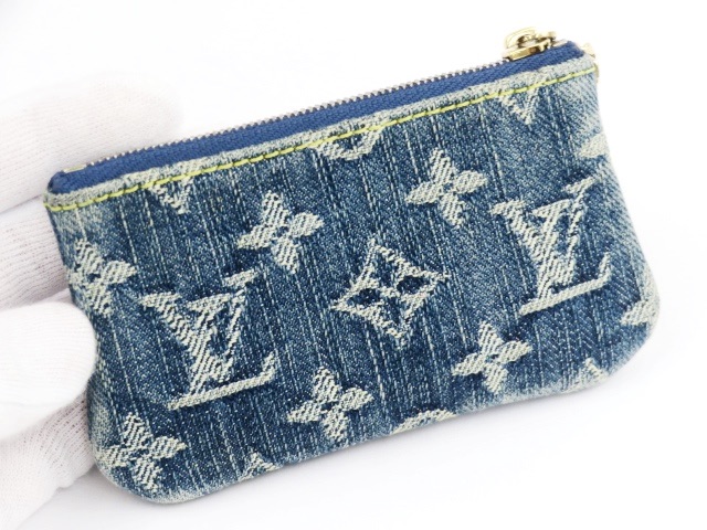 Key pouch small bag Louis Vuitton Navy in Denim - Jeans - 31133495