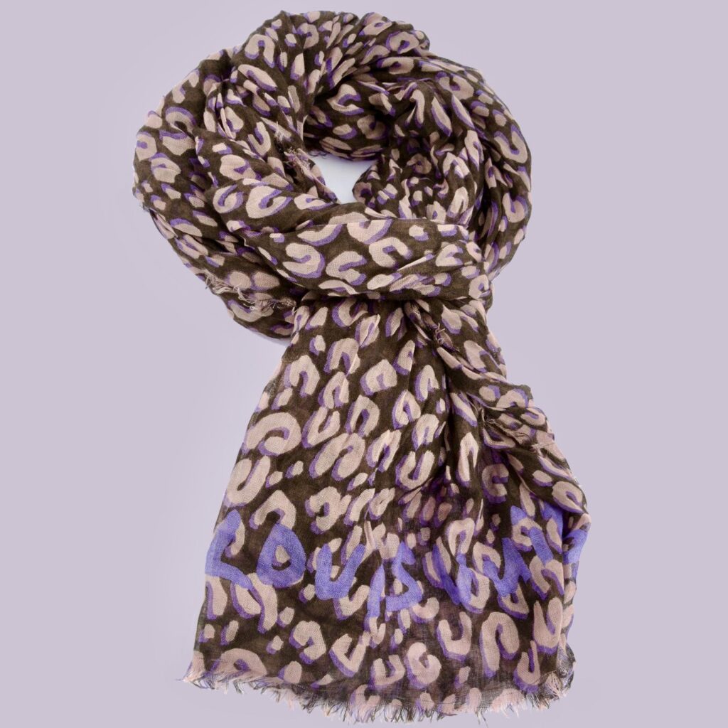 Louis Vuitton Stephen Sprouse Leopard Brown & Purple Print Cashmere/Silk Scrunched Scarf