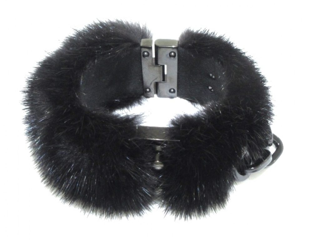 Louis Vuitton Lock Me Mink Fur Black Manchette Bracelet Cuff