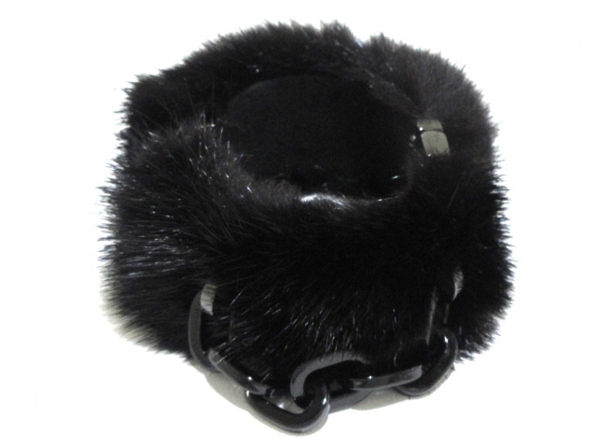 Louis Vuitton Lock Me Mink Fur Black Manchette Bracelet Cuff