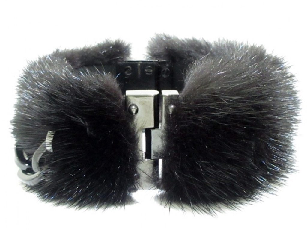 Louis Vuitton Lock Me Mink Fur Black Manchette Bracelet Cuff