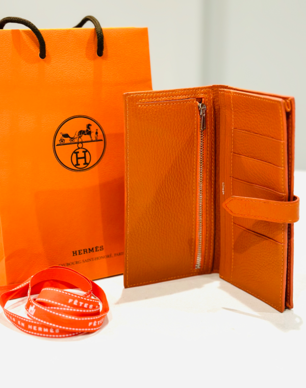 Hermes Orange Epsom Bearn H-Wallet