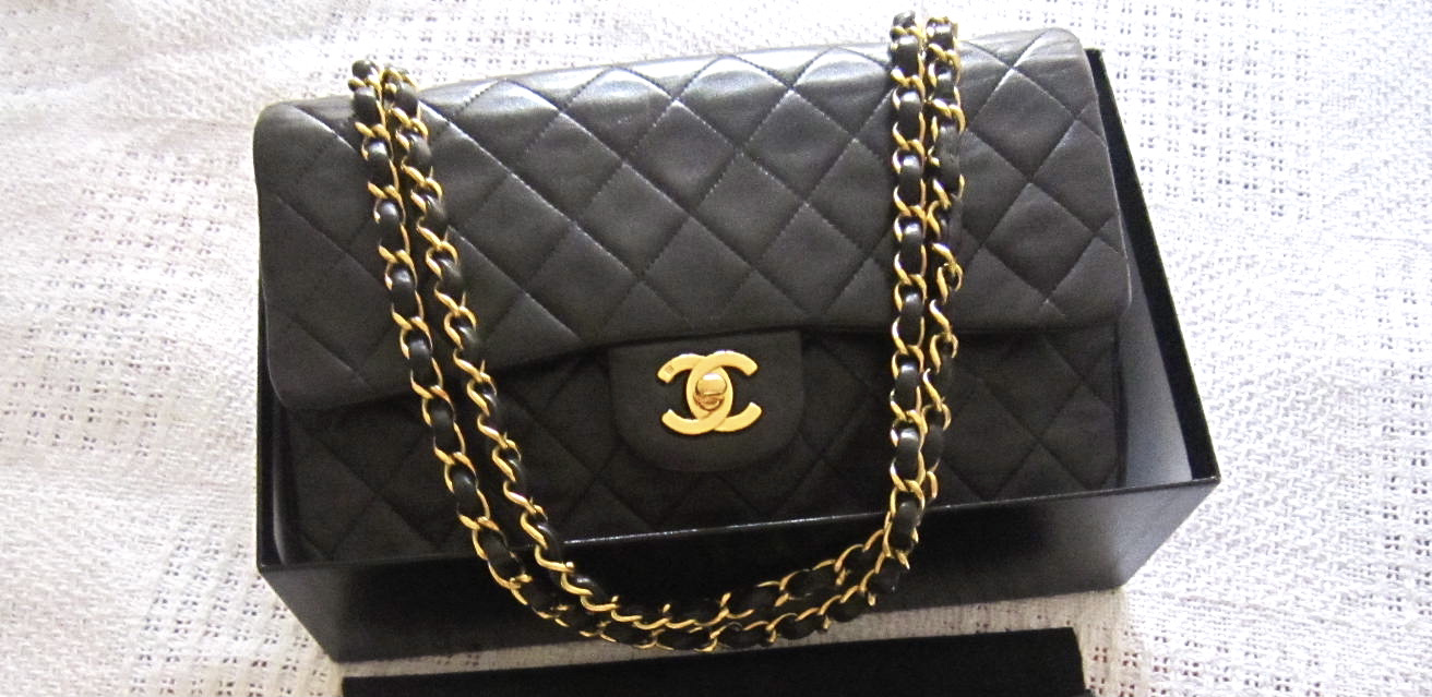 Chanel Black Lambskin Double Flap  Classic Bag
