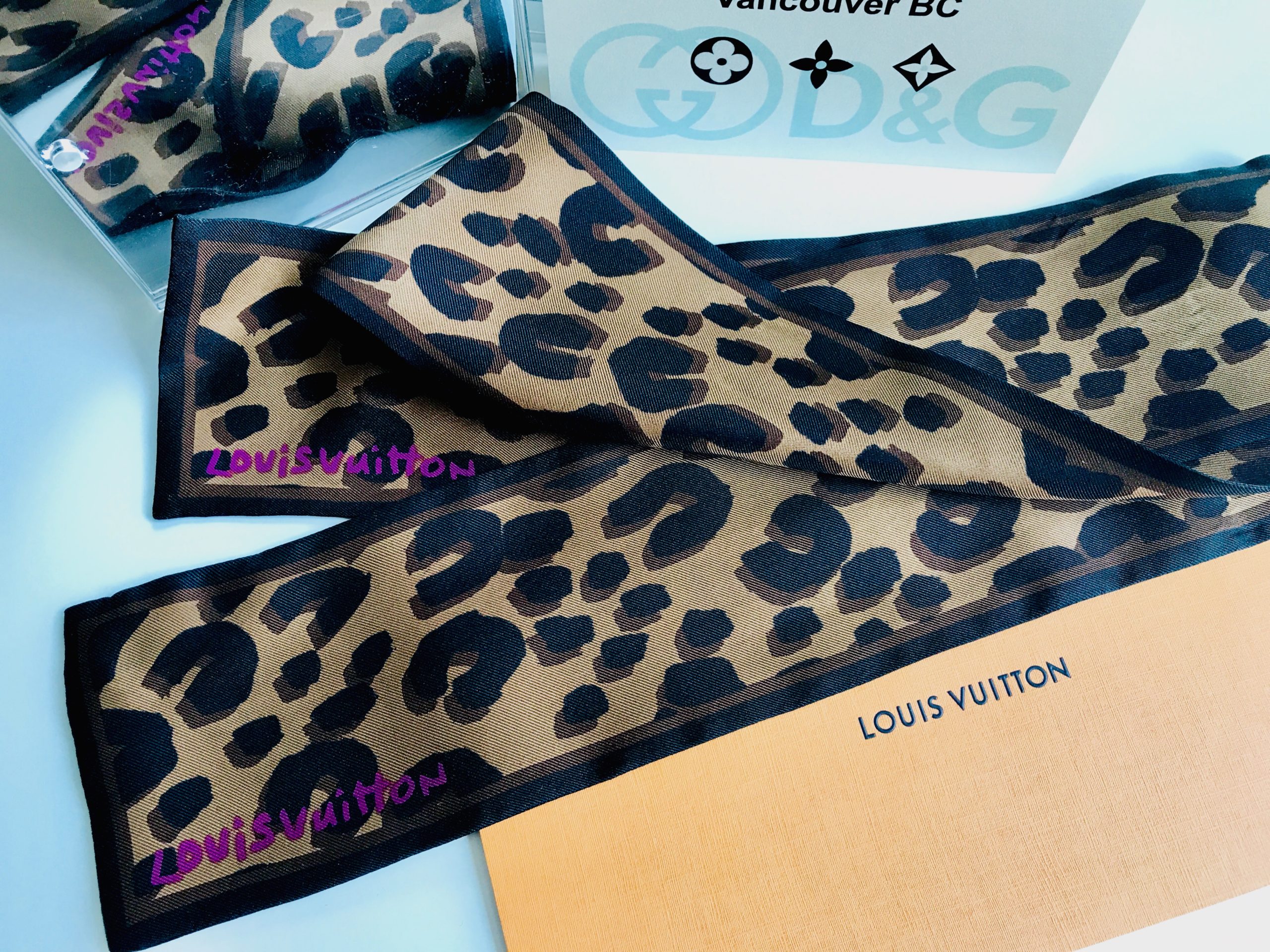 Authentic LOUIS VUITTON Bandeau Leopard Silk 100% Scarf Brown M72394 LV #3