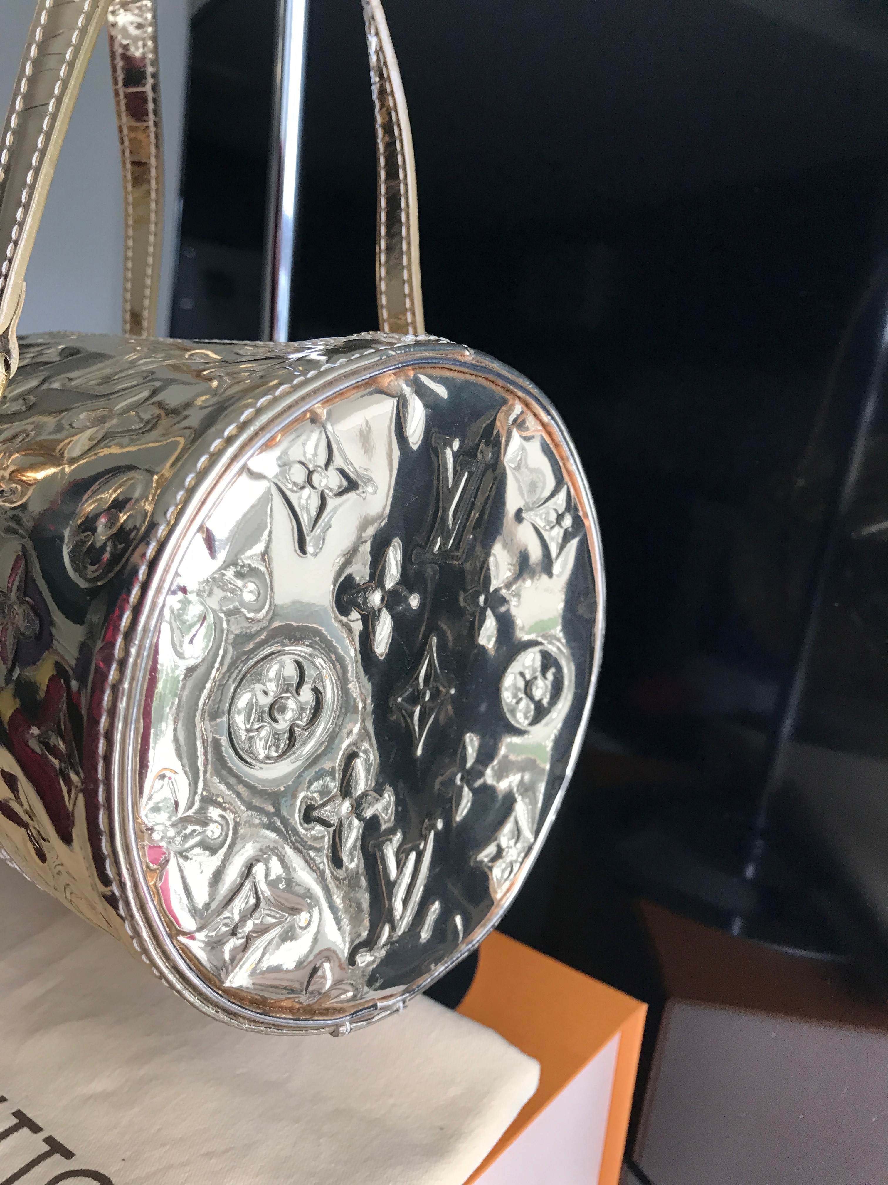 Papillon patent leather handbag Louis Vuitton Silver in Patent