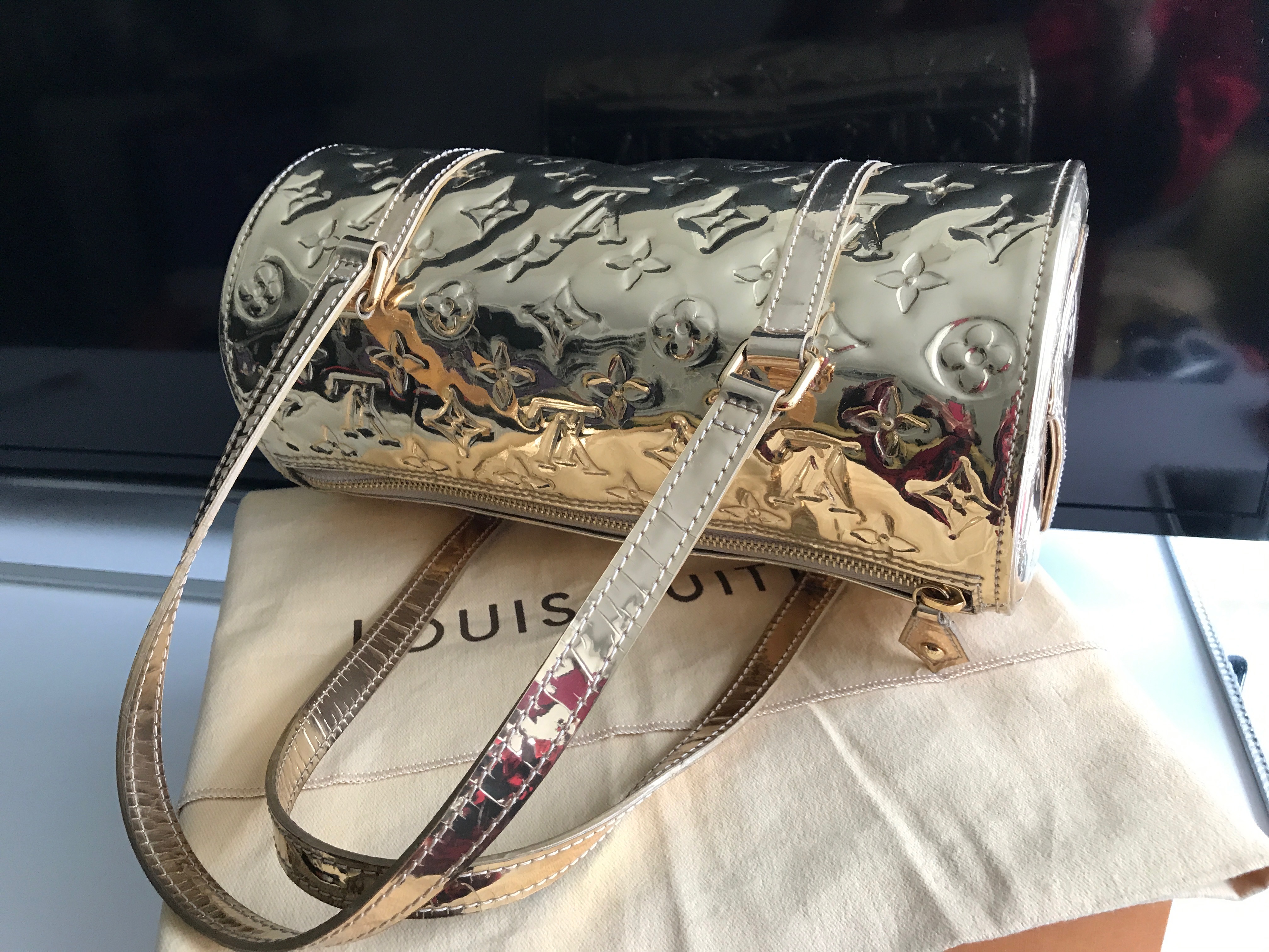 Louis Vuitton Limited Edition Silver Monogram Miroir Papillon Bag