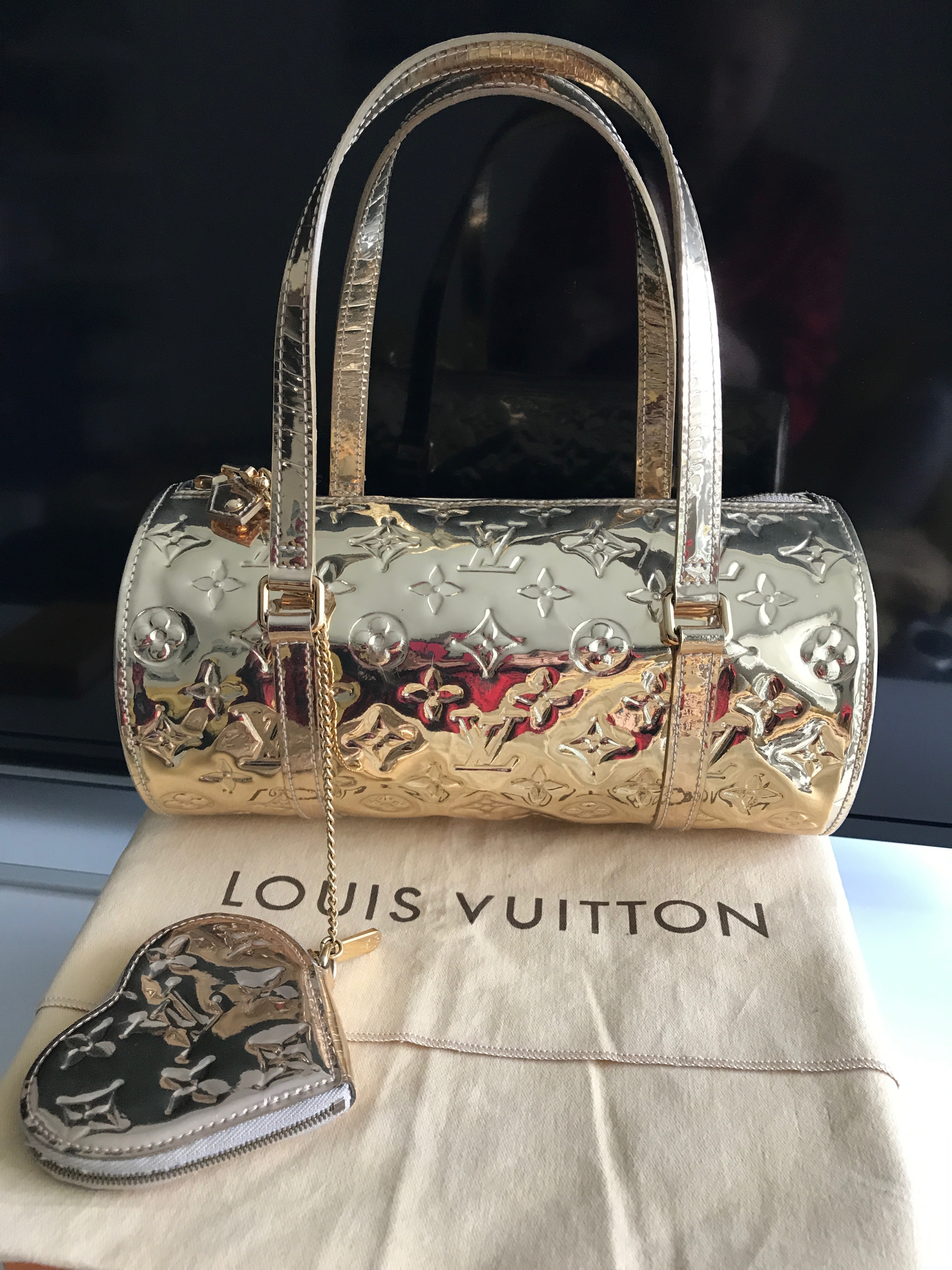 Louis Vuitton Gold Monogram Vinyl Limited Edition Miroir Papillon