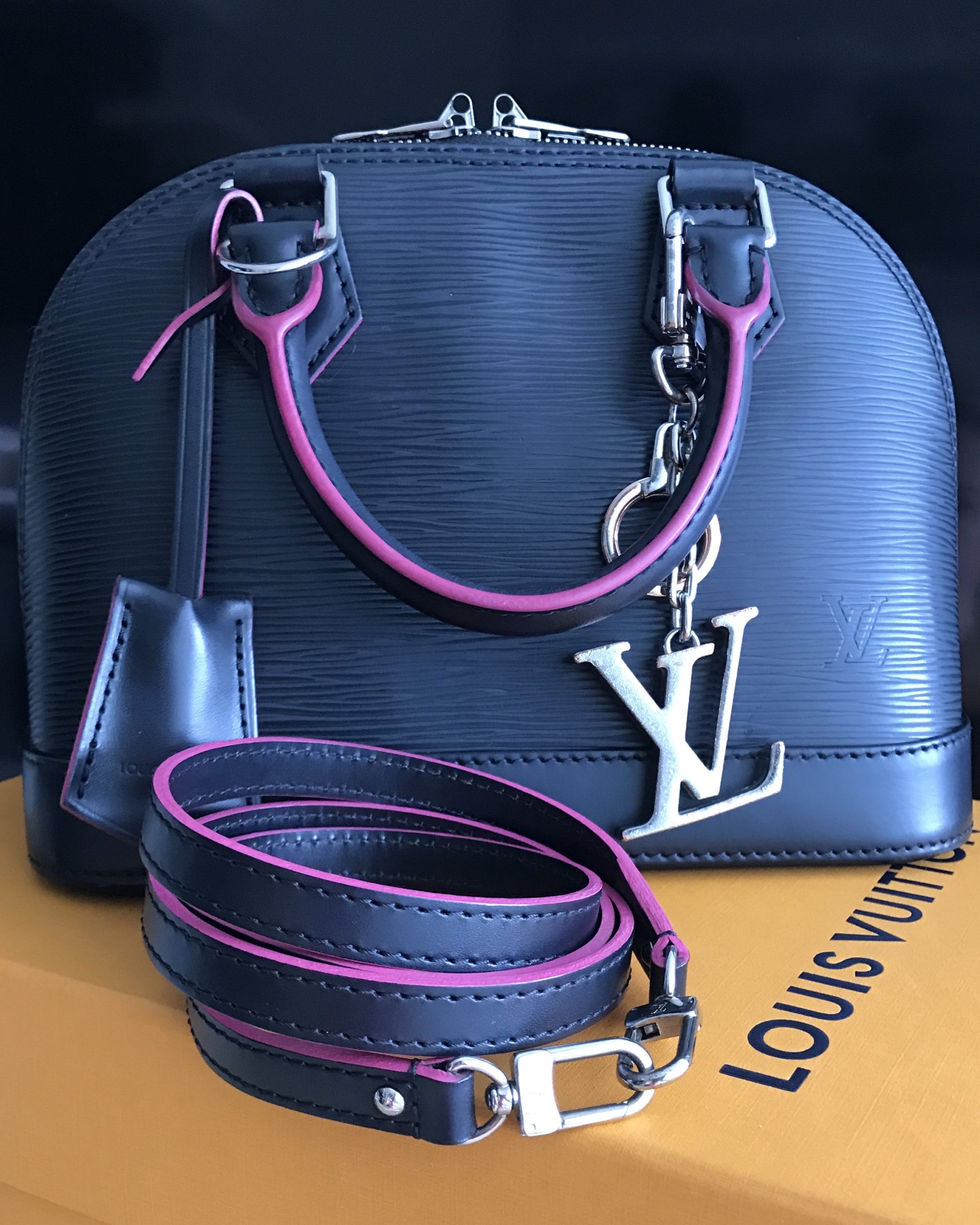 Louis Vuitton Epi Leather-Black/Hot Pink Alma BB Handbag