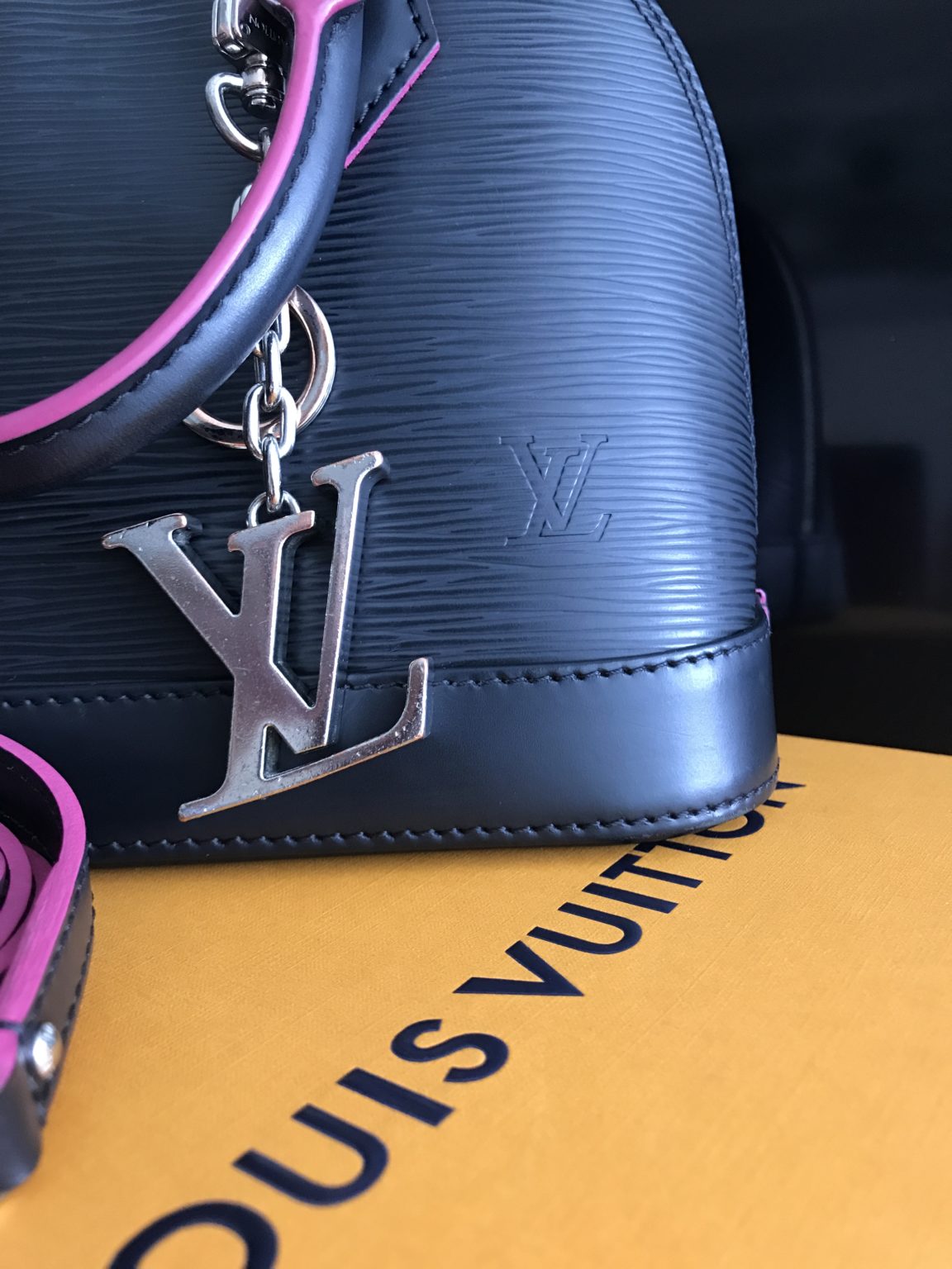 Palladium Plated LV Initiales Key Holder/Bag Charm