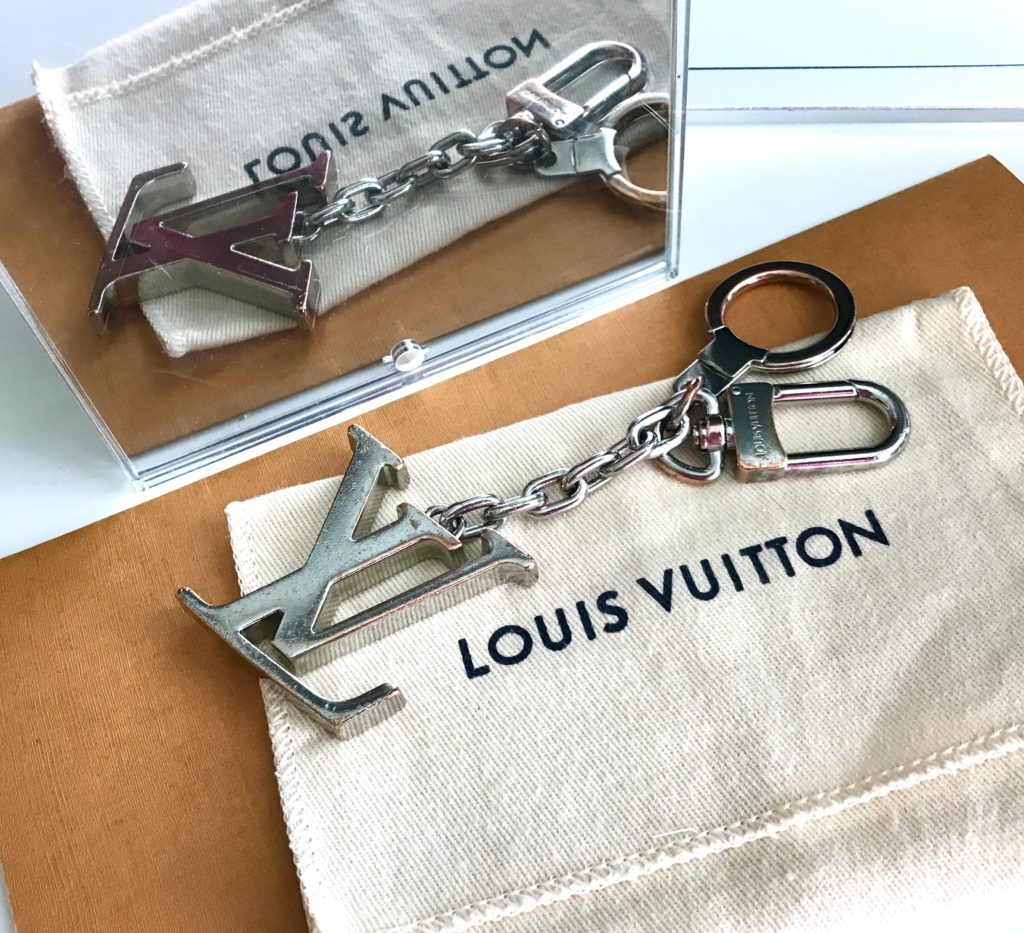 Palladium Plated LV Initiales Key Holder/Bag Charm