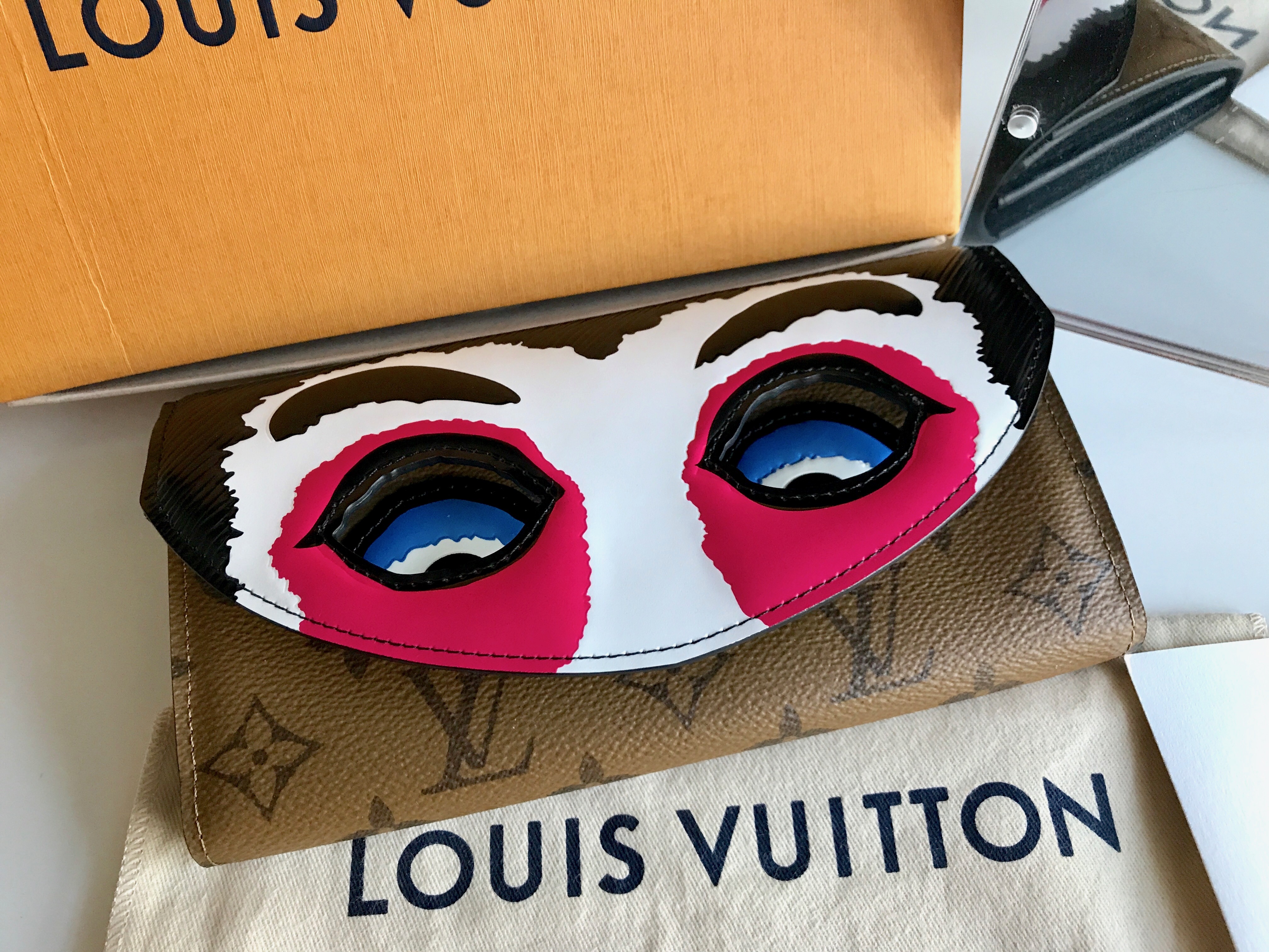 Multicolor Epi and Reverse Monogram Coated Canvas Kabuki Mask Sarah Wallet  Silver Hardware, 2018