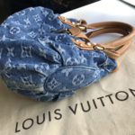 Louis Vuitton Blue Monogram Denim Mini Pleaty Raye Brown Light brown  Leather Cloth ref.578927 - Joli Closet