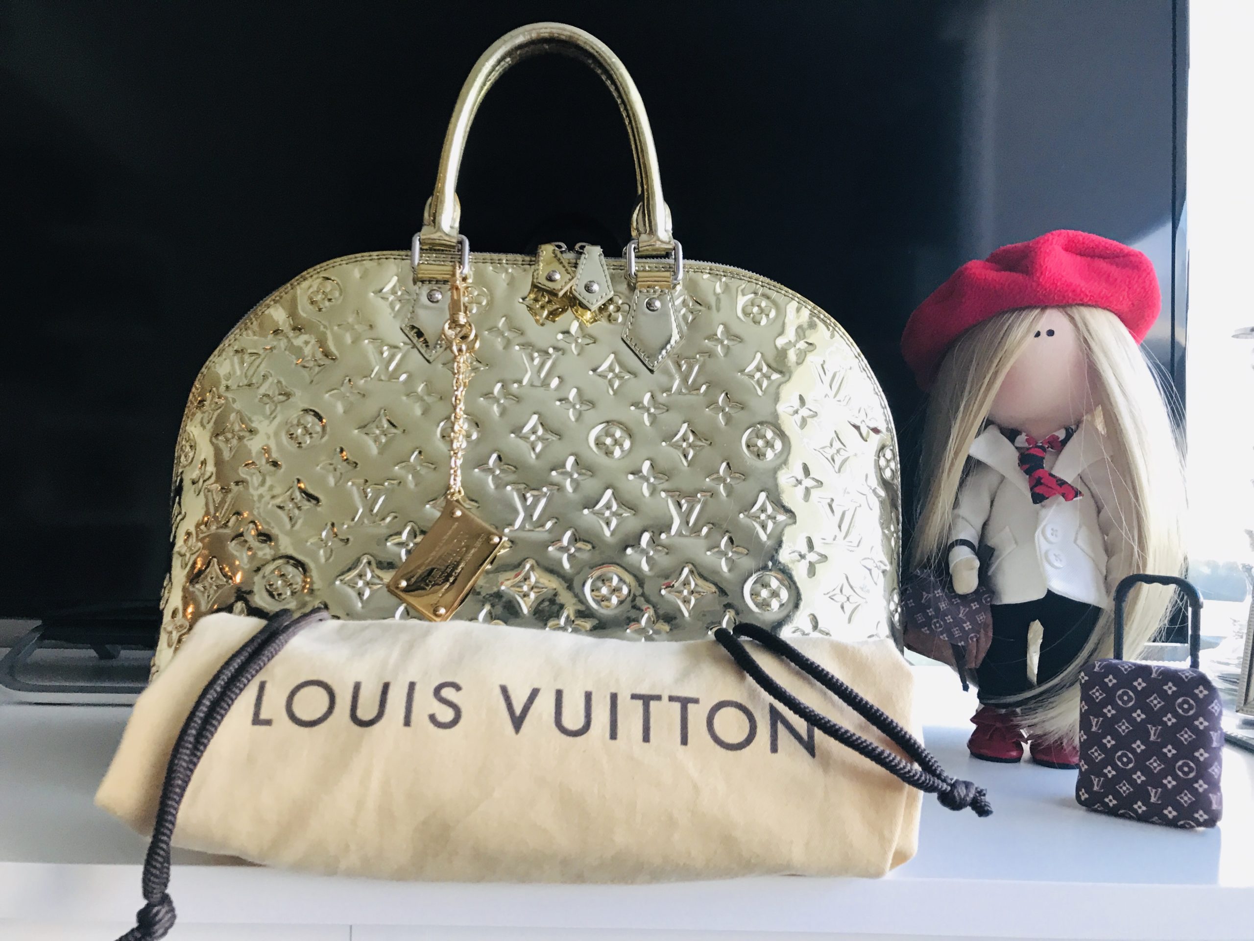 Louis Vuitton Large Gold Monogram Miroir Alma GM Bowler Bag 516lvs68