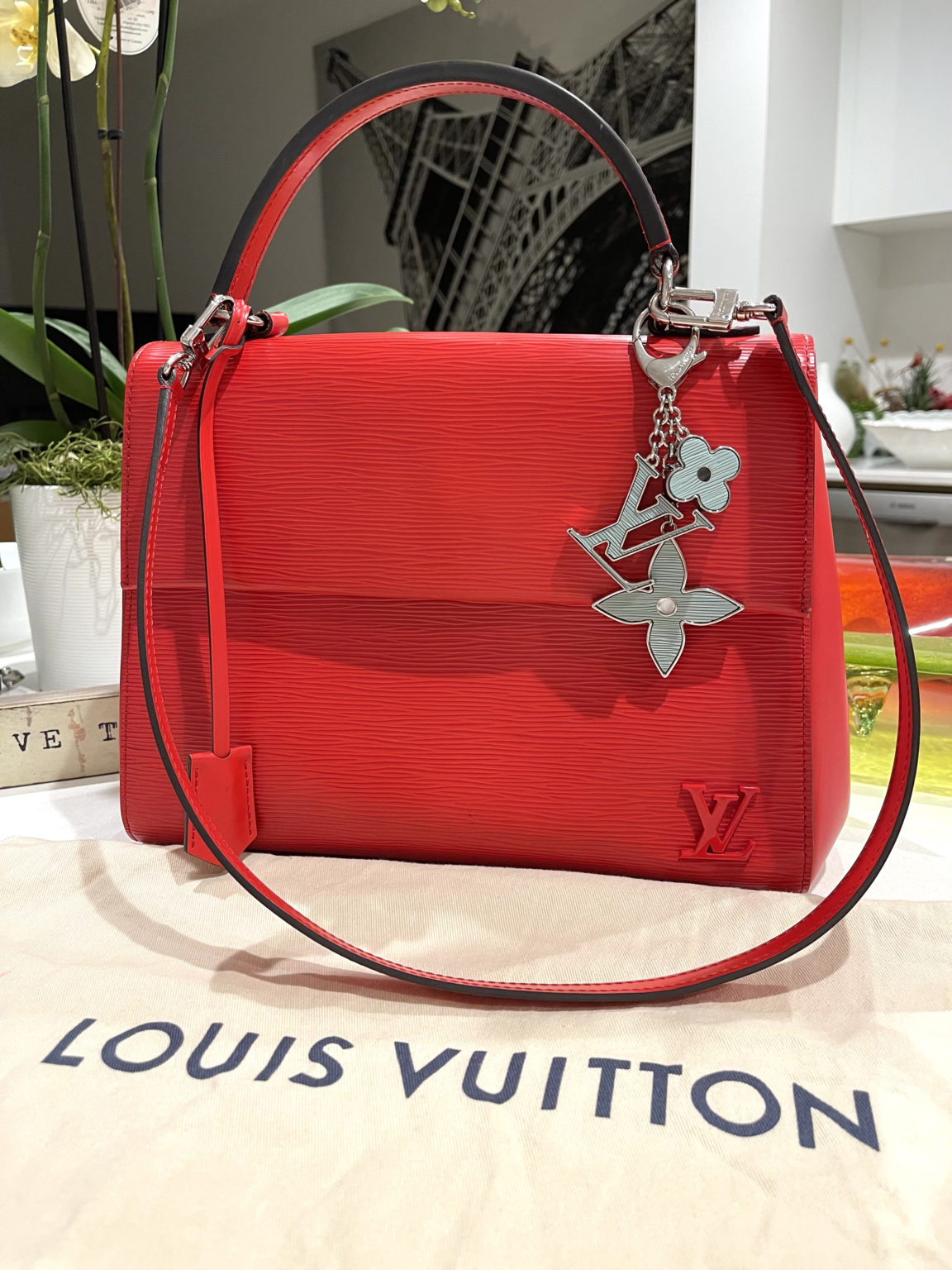 Louis Vuitton Red Epi Leather Cluny MM Coquelicot Handbag