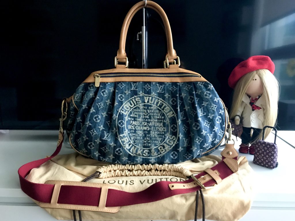 Louis Vuitton Blue Denim Porte Epaule Cruise Raye Cabas GM