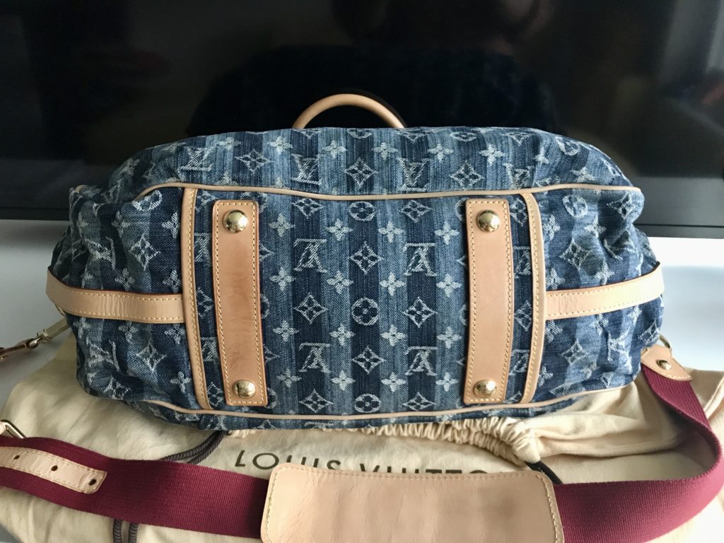 Louis Vuitton Blue Denim Porte Epaule Cruise Raye Cabas GM