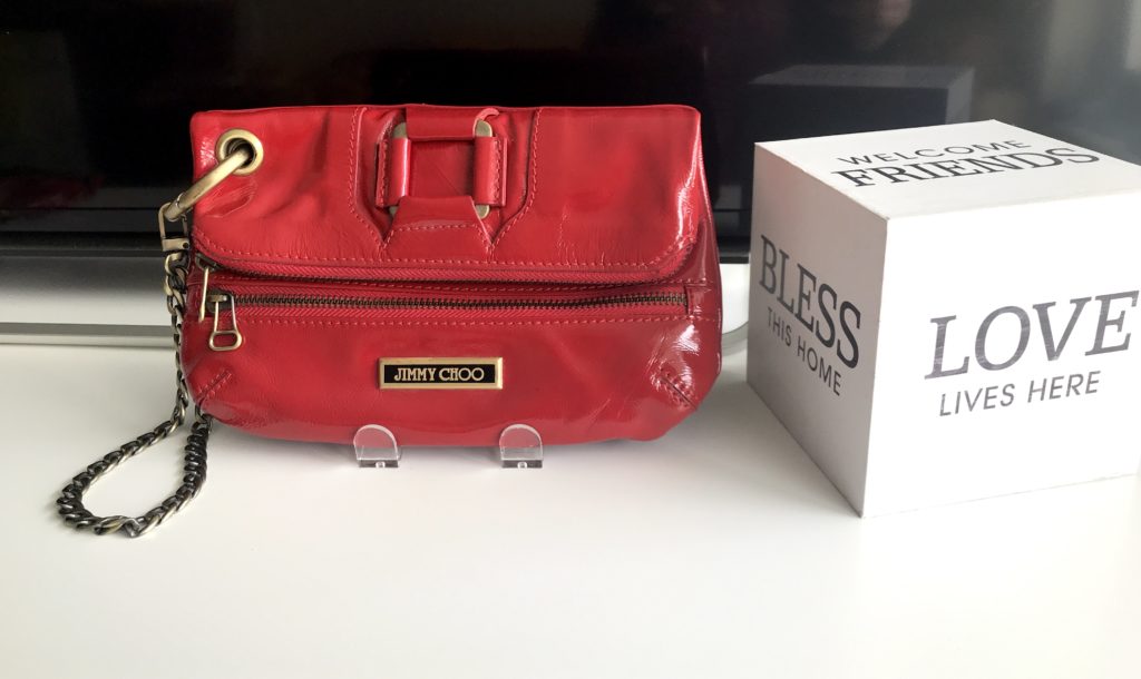 Jimmy Choo Red Patent Mave Clutch