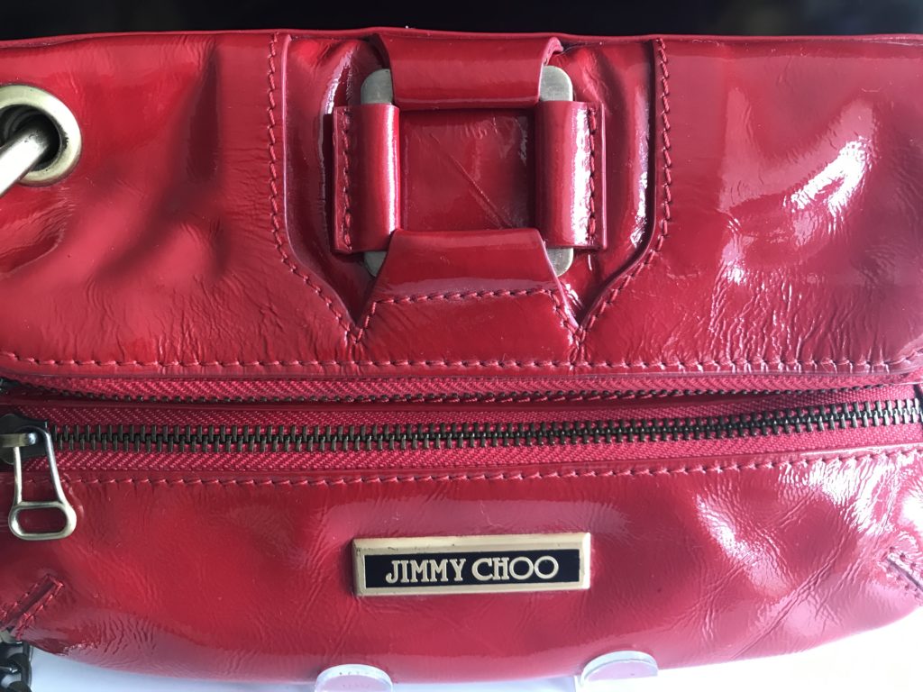 Jimmy Choo Red Patent Mave Clutch