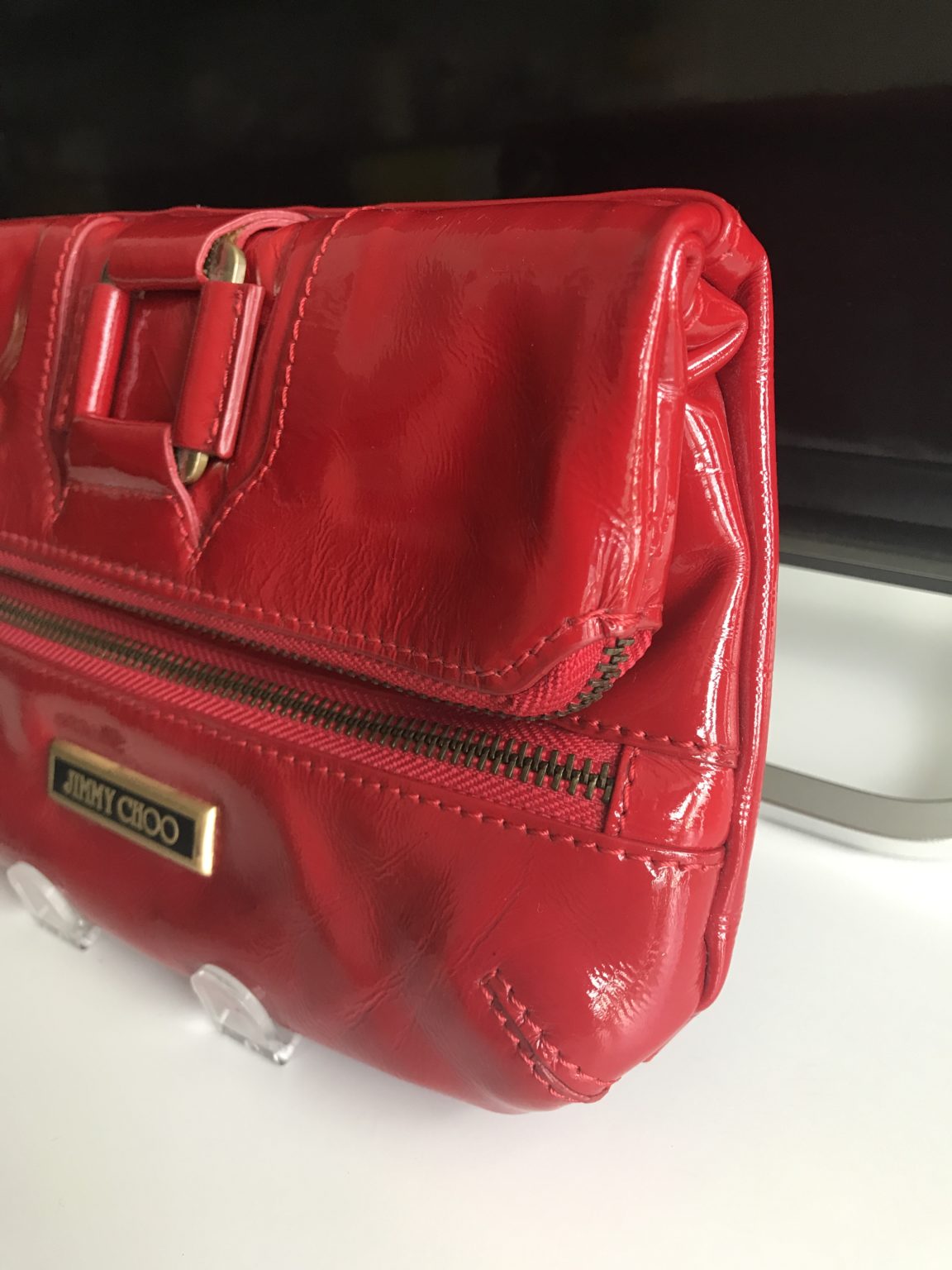 Jimmy Choo Red Patent Mave Clutch