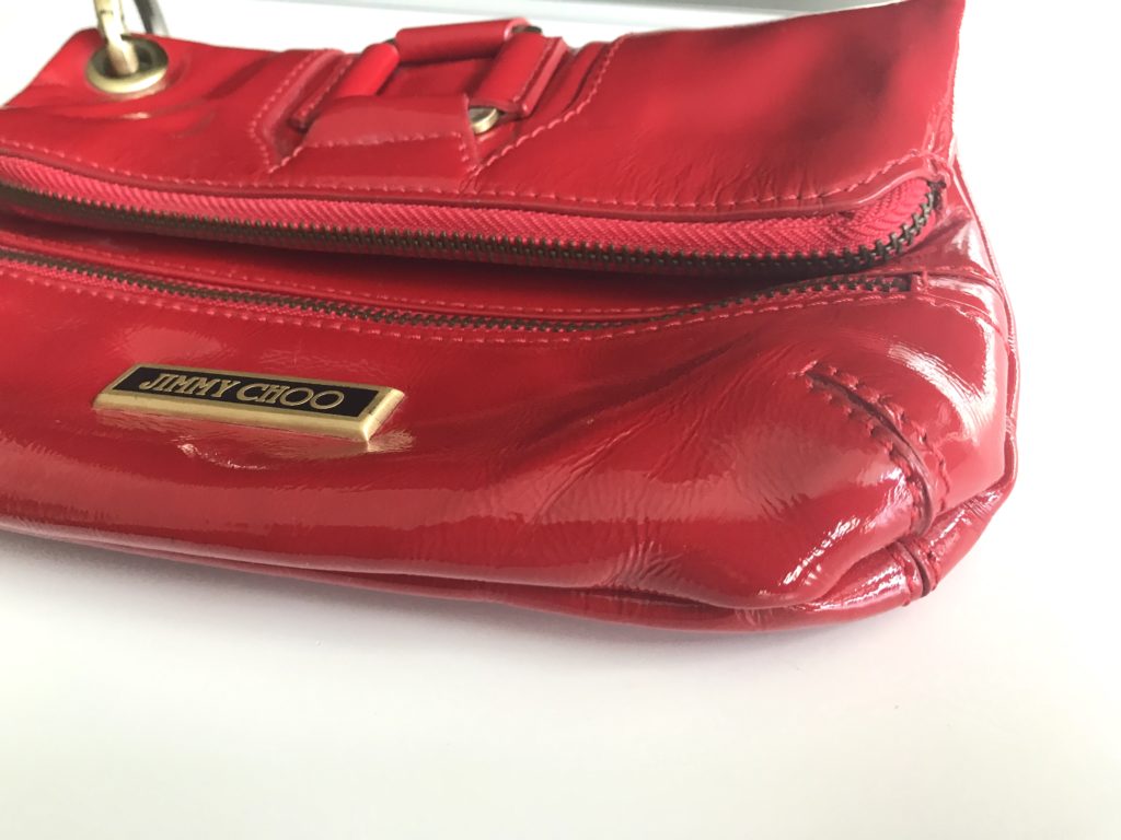 Jimmy Choo Red Patent Mave Clutch