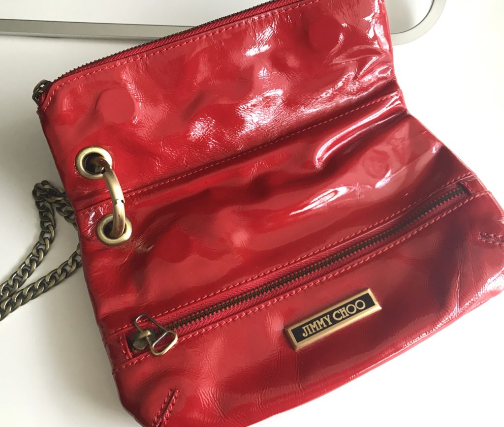 Jimmy Choo Red Patent Mave Clutch