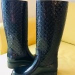 LOUIS VUITTON Rubber Embossed Monogram Splash Rain Boots 39 Black 1247529