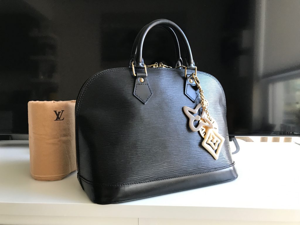 Louis Vuitton Black Epi Alma Handbag