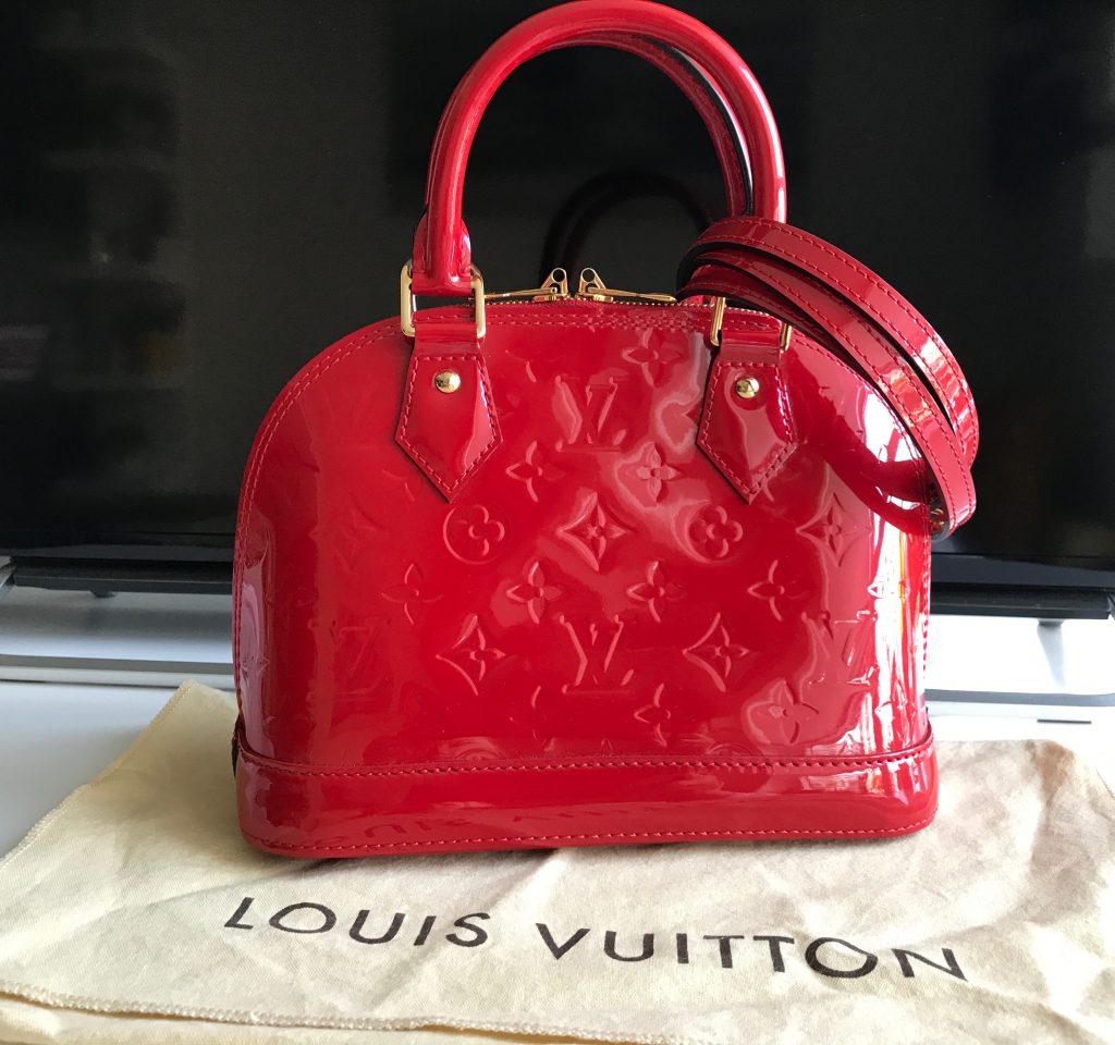 Louis Vuitton Alma BB Vernis Pomme D'Amour Cherry Handbag