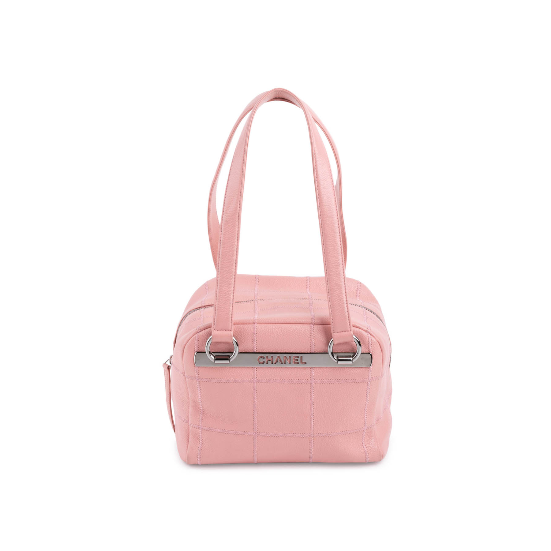 Chanel Square Stitch Bowler Quilted Caviar Pink Ballerina Tote Bag