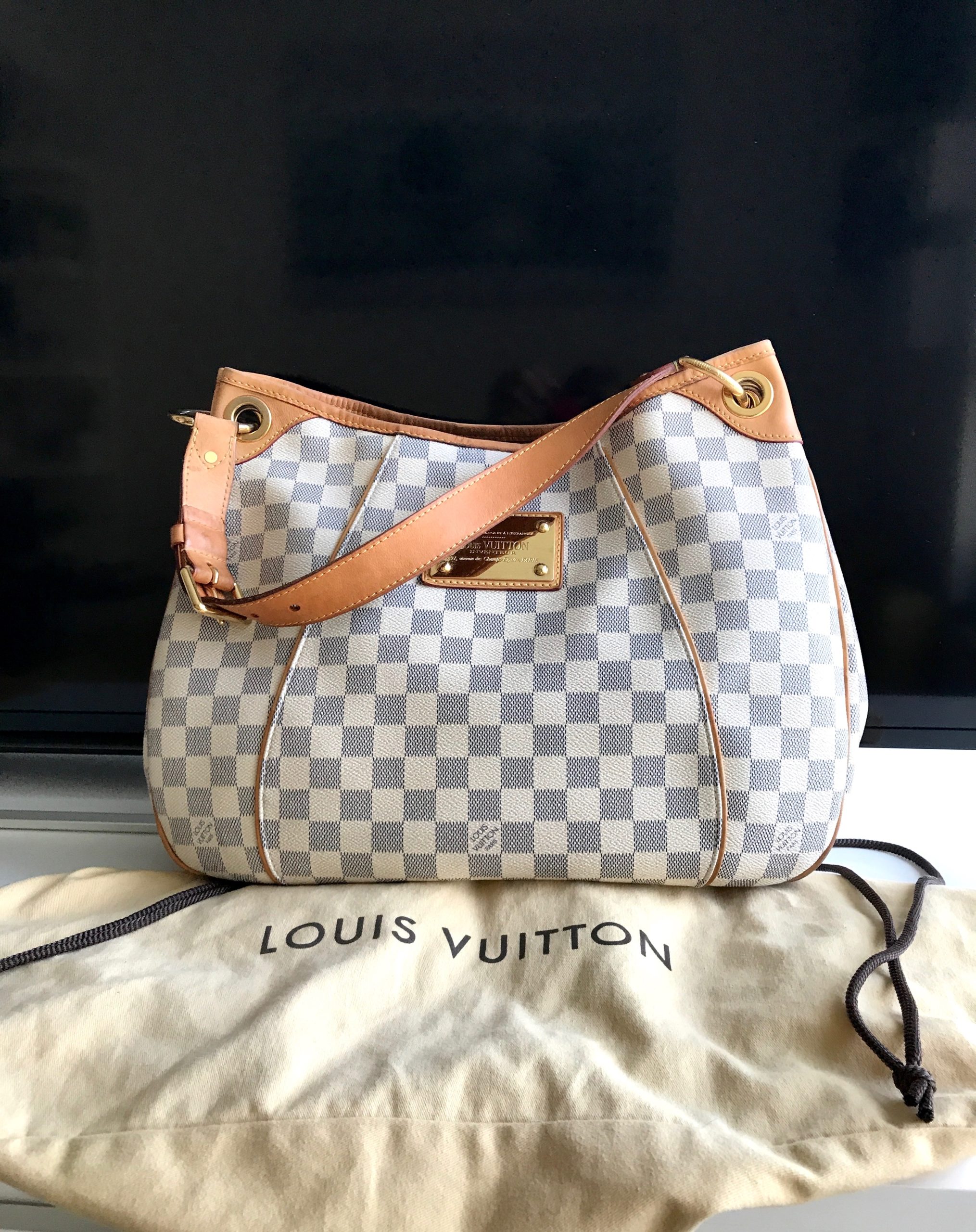 Auth Louis Vuitton Damier Azur Galliera PM Shoulder Bag N55215