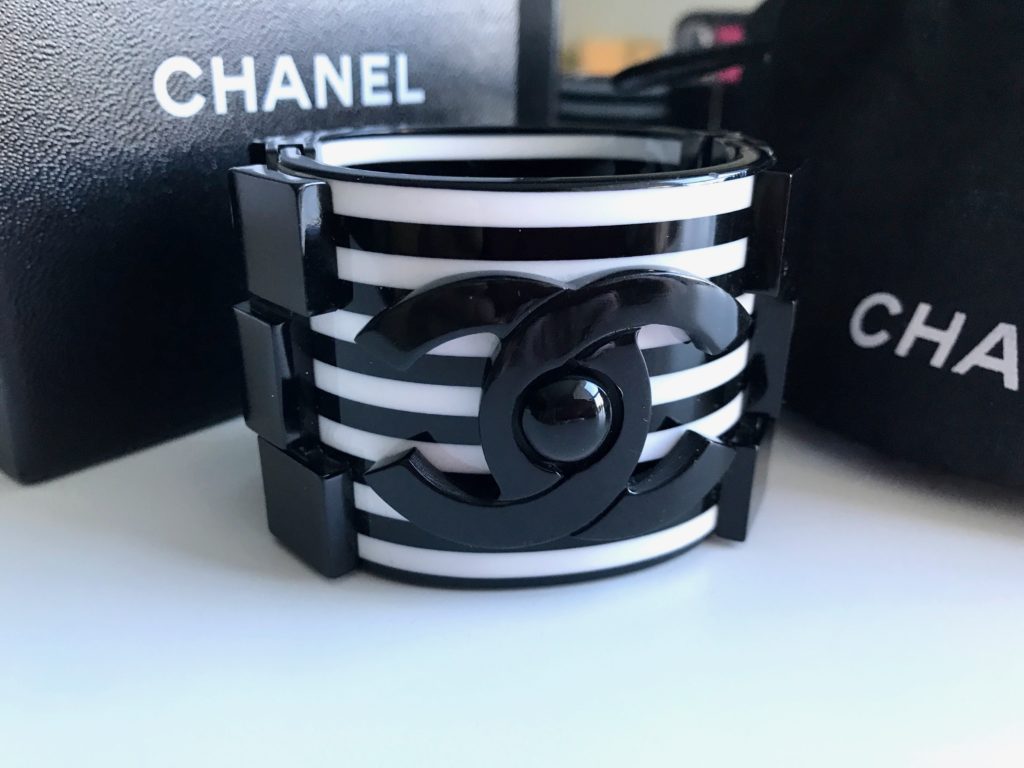 Chanel Black White Cruise Lego Stripe Brick Bracelet-Cuff