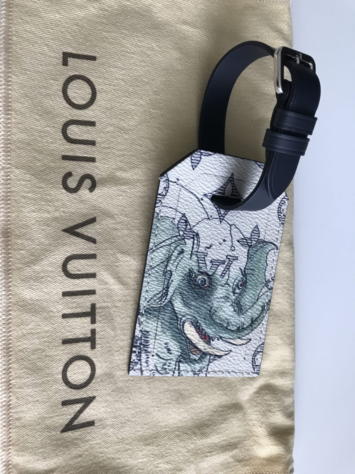 Louis Vuitton Savanna Collaboration White Elephant Chapman Name Tag