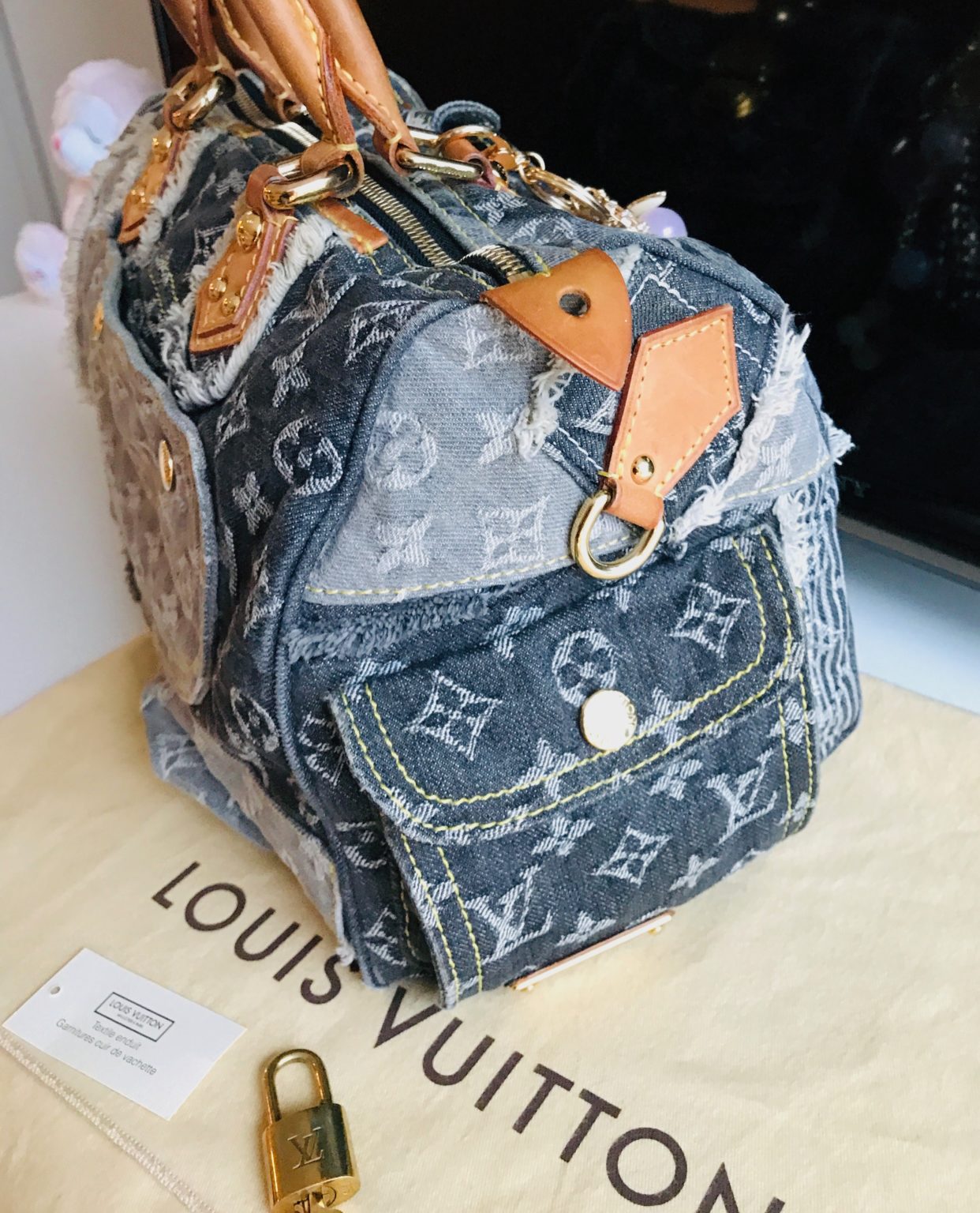 Louis Vuitton Denim Patchwork Speedy 30 Boston Handbag