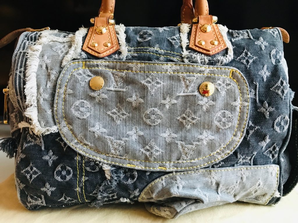 Louis Vuitton Denim Patchwork Speedy 30 Boston Handbag