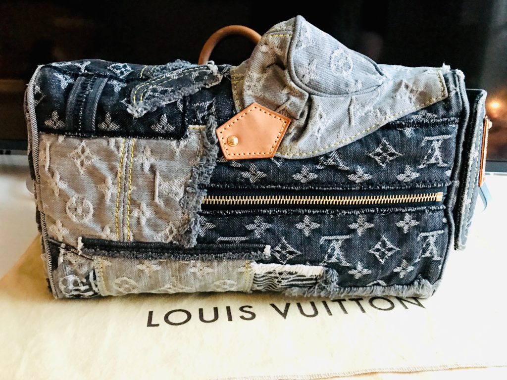 Louis Vuitton Denim Patchwork Speedy 30 Boston Handbag