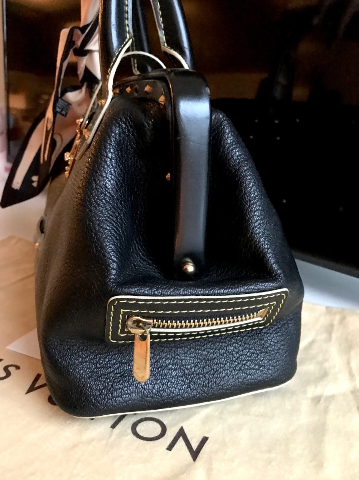 Louis Vuitton L'Ingenieux PM Black Leather Boston Bag