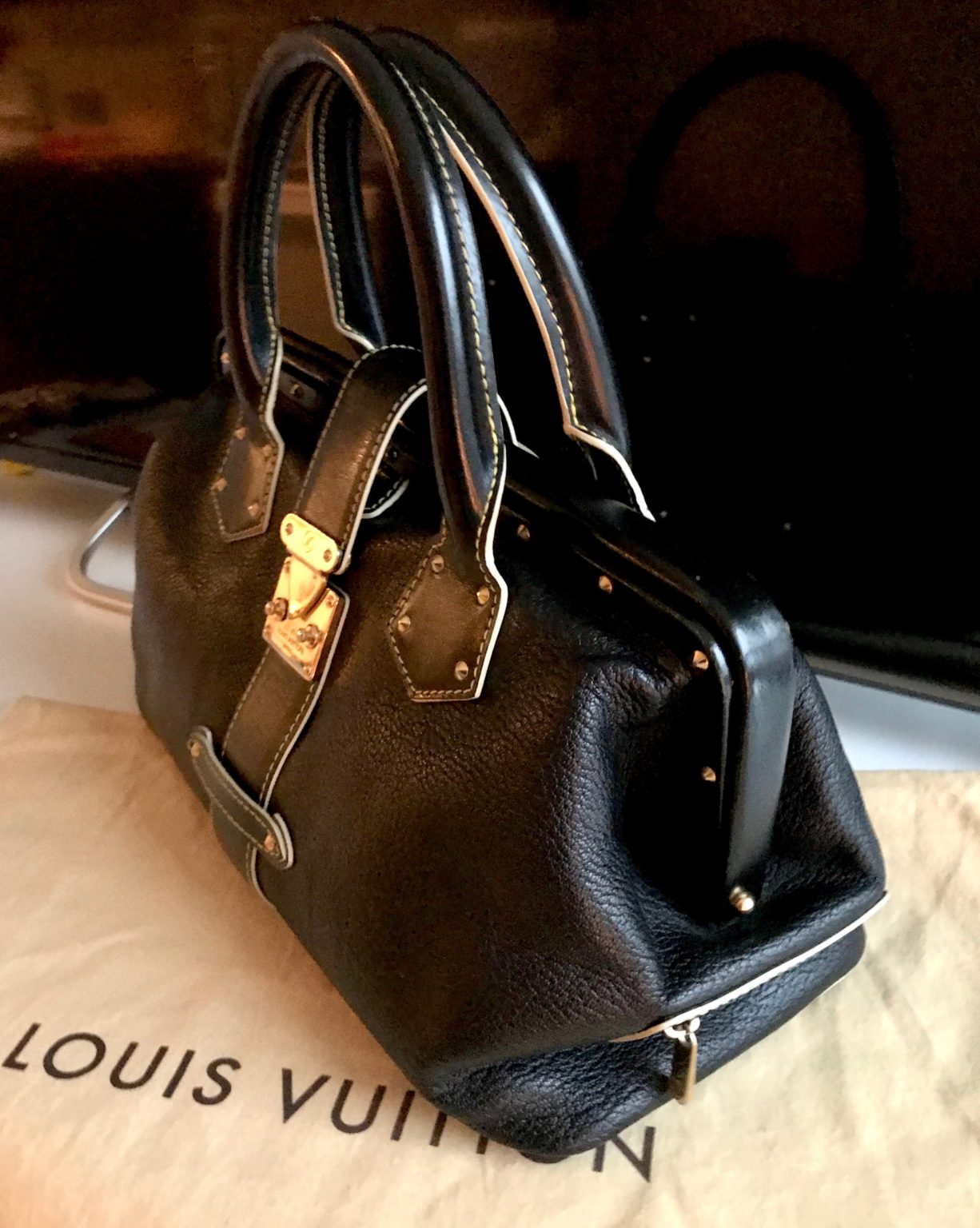 Louis Vuitton L'Ingenieux PM Black Leather Boston Bag