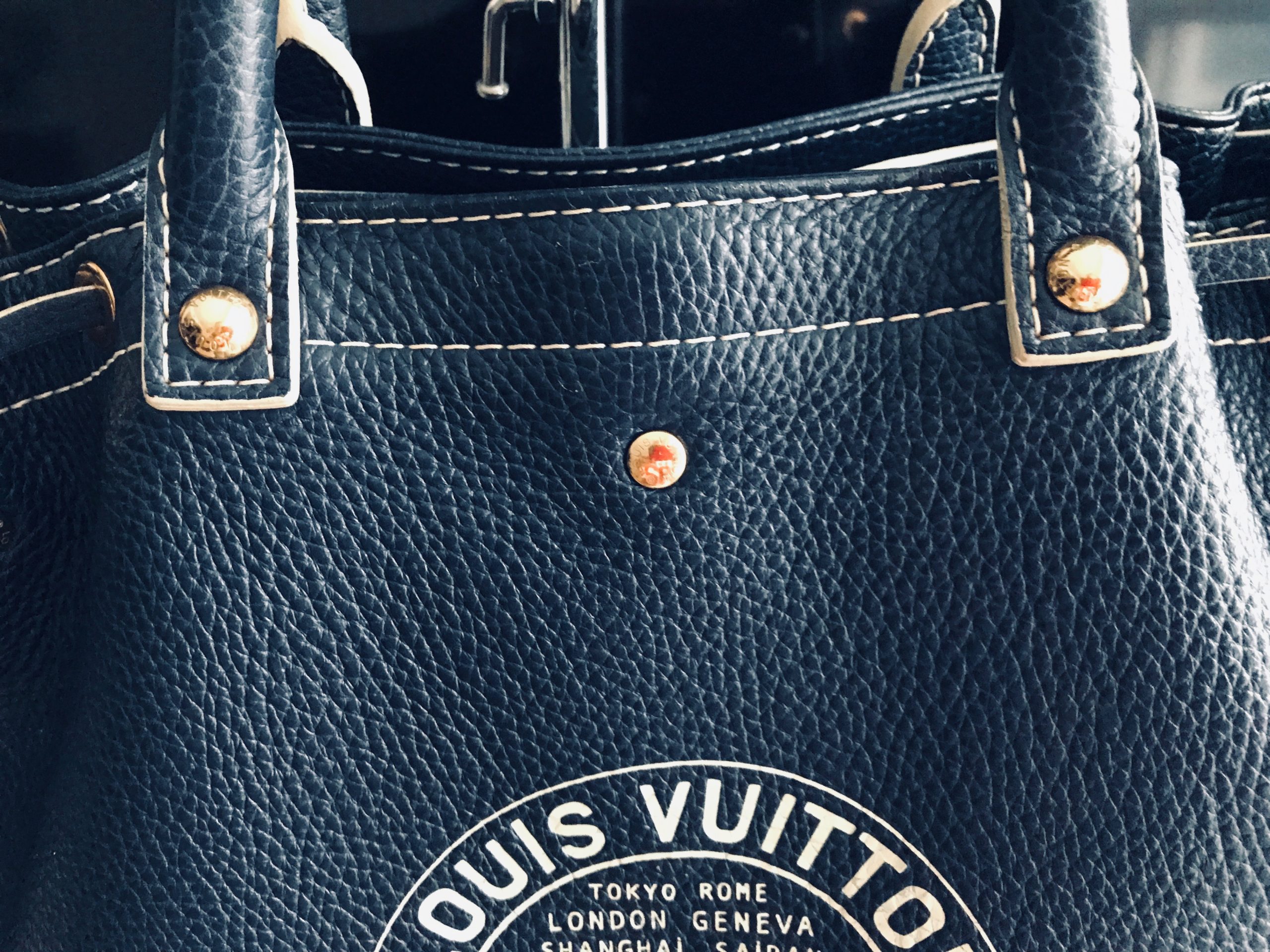 Louis Vuitton black leather Tobago shoe bag rare limited purse luggage tote