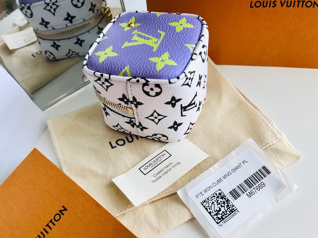 Louis Vuitton, Bags, Louis Vuitton Giant Cube Monogram Purpleblackwhite  Coin Purse Chain Case Lv