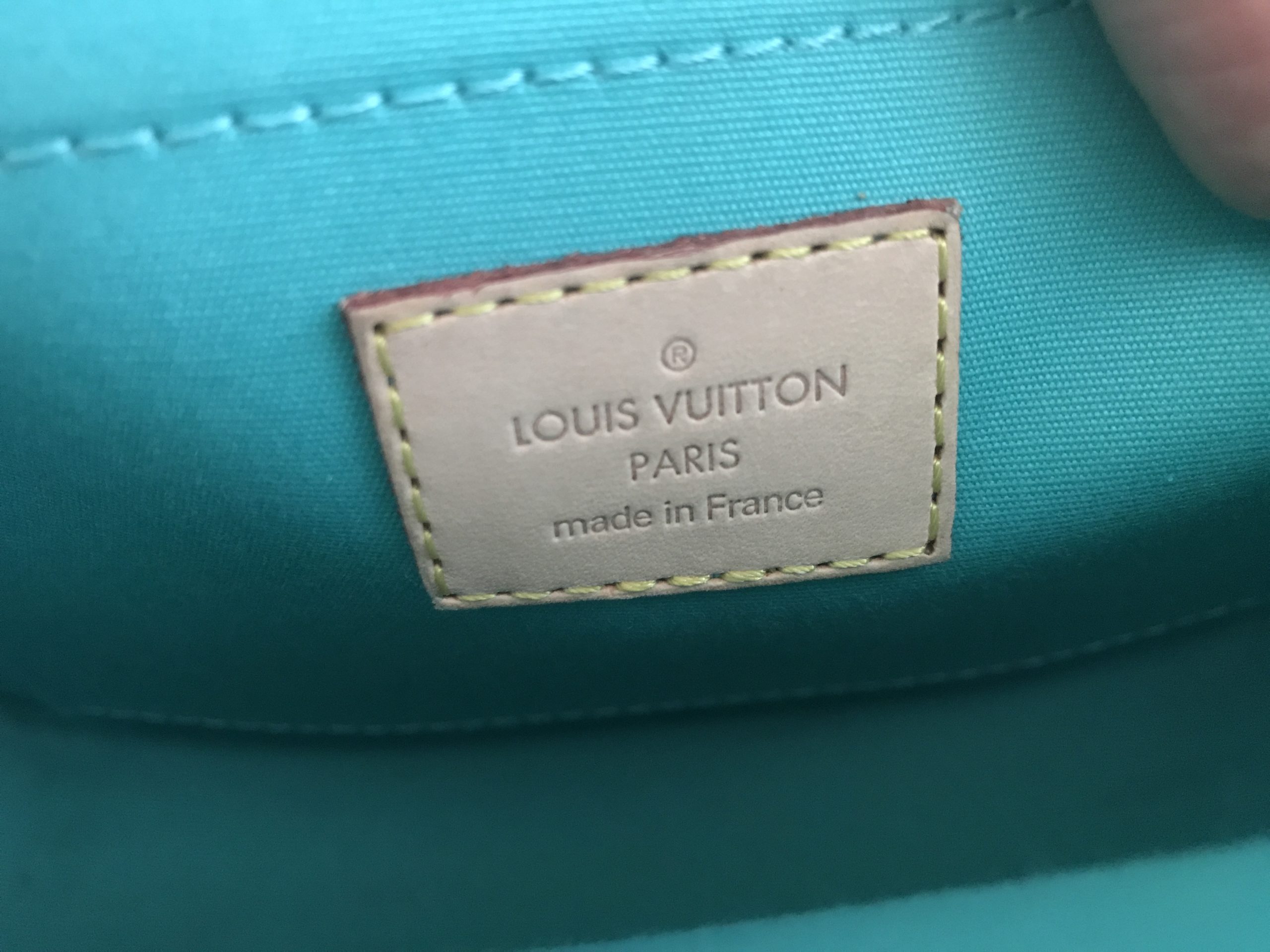 Louis Vuitton, Bags, Rarelouis Vuitton Alma Bbbleu Lagon Vernis Handbag  Purse Blue Lagoon Teal