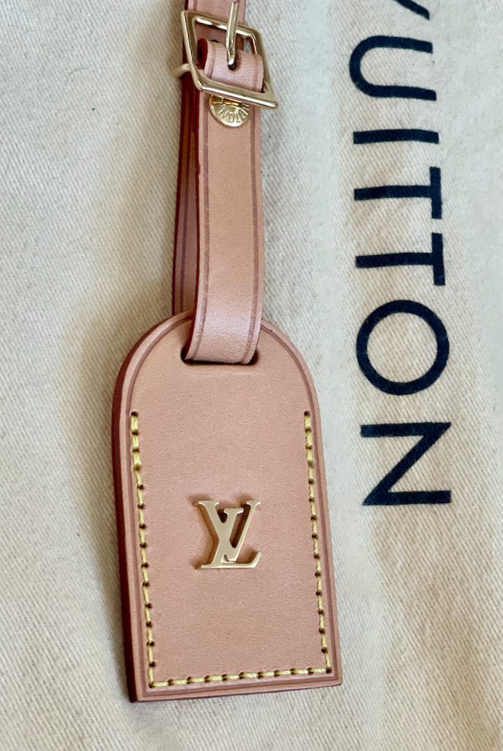Louis Vuitton Name Tag w/ MT Initials Natural Vachetta Large