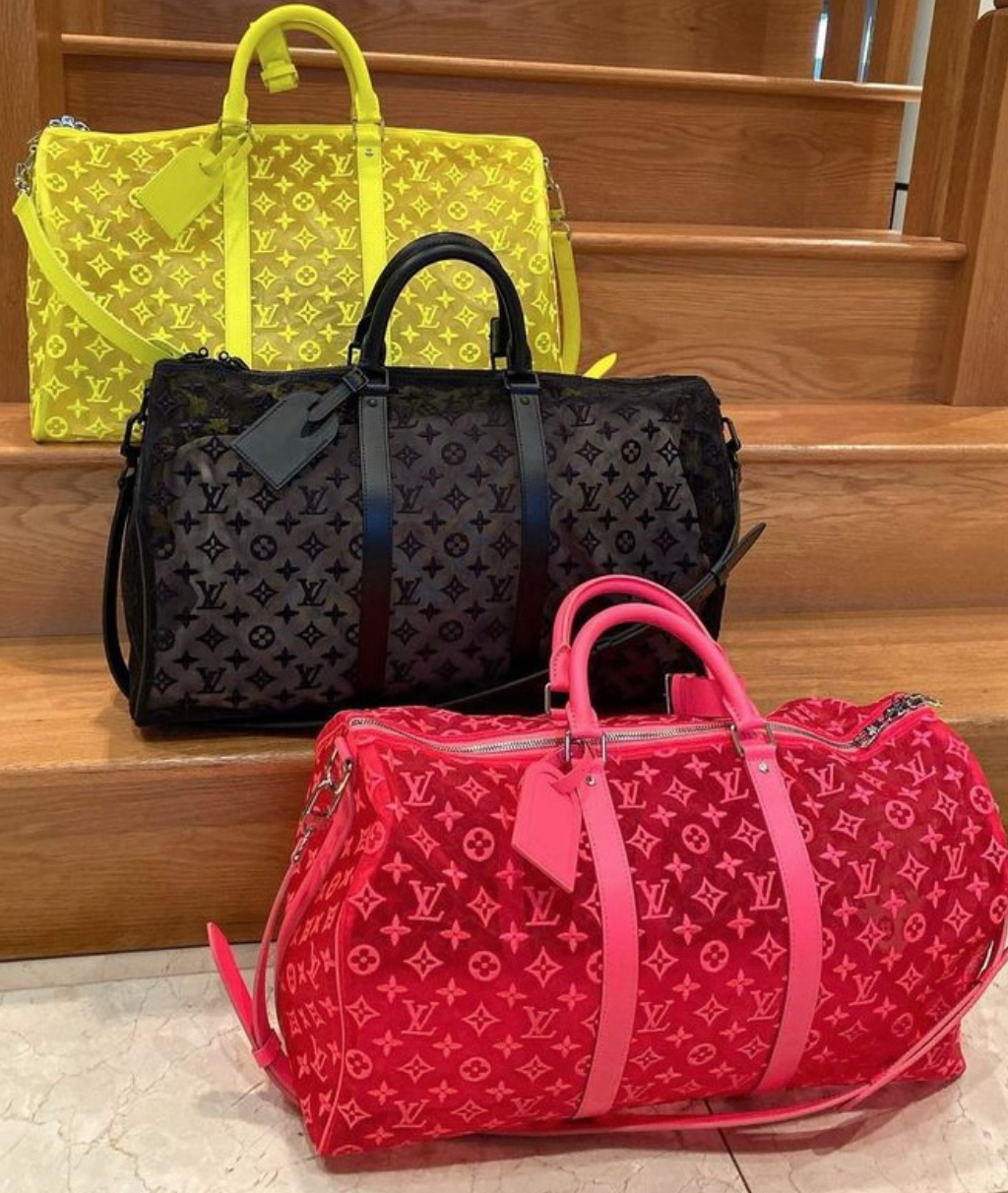 Louis Vuitton, Bags, Louis Vuitton Rare Mesh Keepall 5 Monogram Duffle Bag  Travel Bag Neon Hot Pink